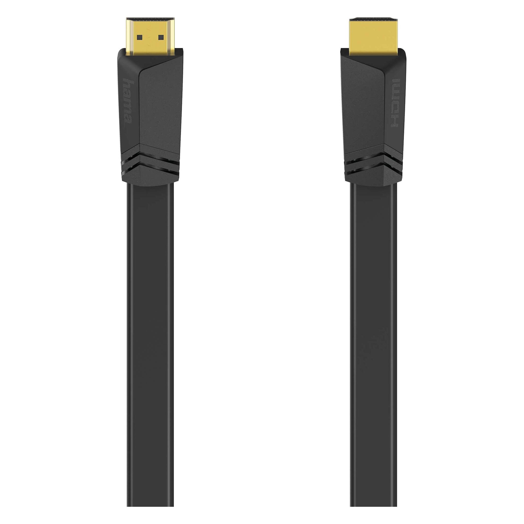 Hama HDMI Ethernet High Speed Kabel 3,0m Flad Sort Guldbelagt TL (3 m) (X1122118)
