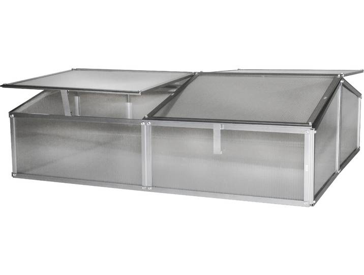 Frühbeet VITAVIA Gaia 2X , silber (silberfarben), B:102,3cm H:38,9cm T:120,5cm, Pflanzgefäße, Frühbeet, BxTxH: 102x121x39 cm