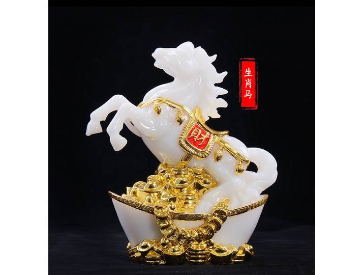 Statue de talisman FENG SHUI, asie, maison, bureau, boutique, entreprise, prospérité, bonne chance, succès, plaqué or, cheval de Fortune, 2021