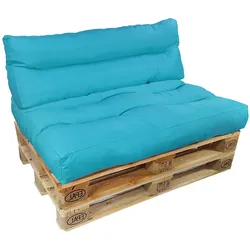 NYVI Palettenkissen Set SunLounge Euro Paletten Sitzkissen & Rückenlehne 120x80 cm Aqua - Wasserabweisende Palettenauflage