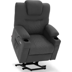 M MCombo Fernsehsessel mit Aufstehhilfe elektrisch, Relaxsessel mit Liegefunktion, Massagesessel mit Wärmefunktion, 2 Motoren, Seniorensessel für Wohnzimmer, Mikrofaser-Stoff, 7565