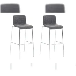 Décoshop26 Set aus 2 Barhockern aus Metall und hellgrauem Stoff