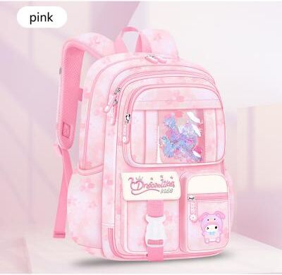 LightInthebox Girls' Cute Cartoon Backpack – Dreamlike Kids School Bag with Bunny Print and Multiple Pockets for Elementary Students