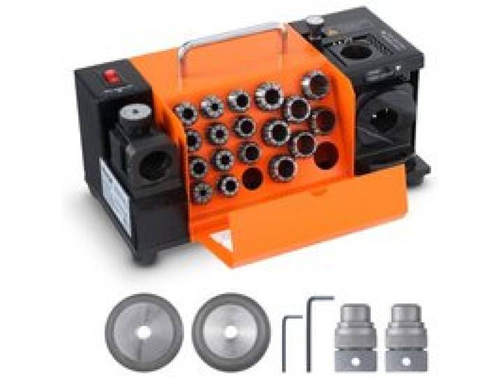 VEVOR Bohrerschleifgerät 120 W Bohrerschleifmaschine 4500 U/min Schärfstation 45# Stahl Bohrerschärfgerät 95-135° Einstellbarer Spitzenwinkel 18 Spannzangen Geeignet für Bohrerdurchmesser φ3–20 mm