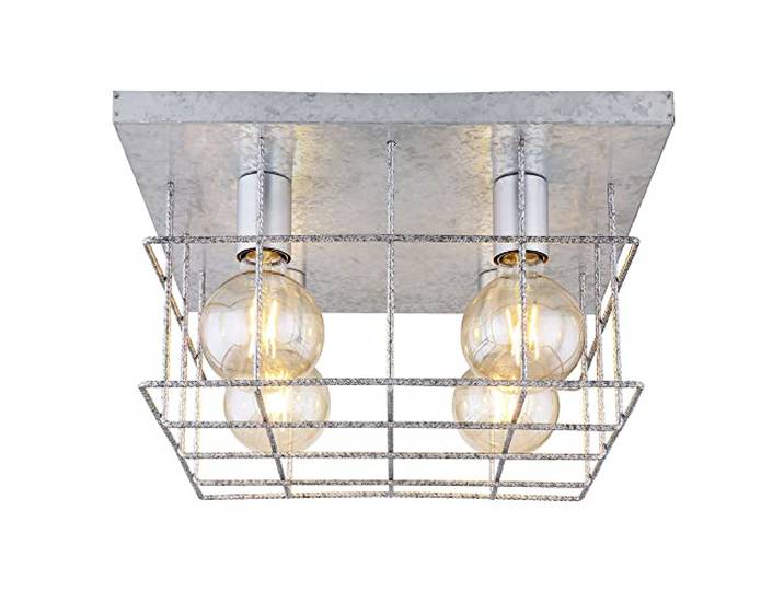 Deckenlampe Wohnzimmerleuchte Deckenleuchte Flurlampe Esszimmerlampe, Gitterform zink, 4 Flammig, E27, H 26 cm
