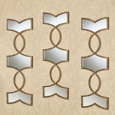 Touch of Class Zerynthia Mirrored Wall Art Gold Set of Three, Set of Three, Gold
