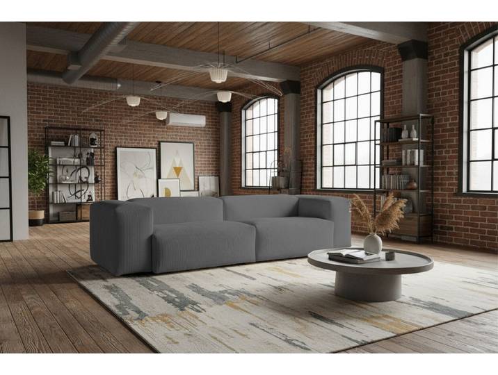 KAWOLA 4-Sitzer CELESTE Cord grau – Modernes Design, pure Gemütlichkeit, Großes Sofa mit Cordbezug – Bequem, stylisch, wohnlich elegant