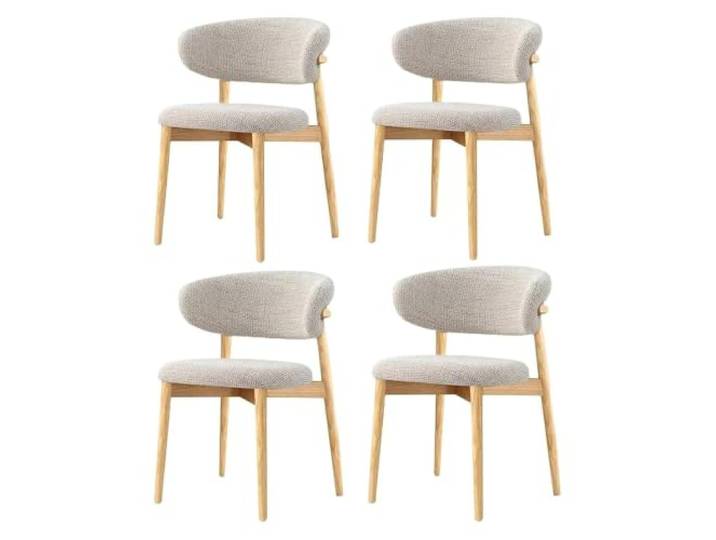 Moderne Massivholz-Essstühle mit Bouclé-Polsterung, 2er-Set (B, 4PCS)