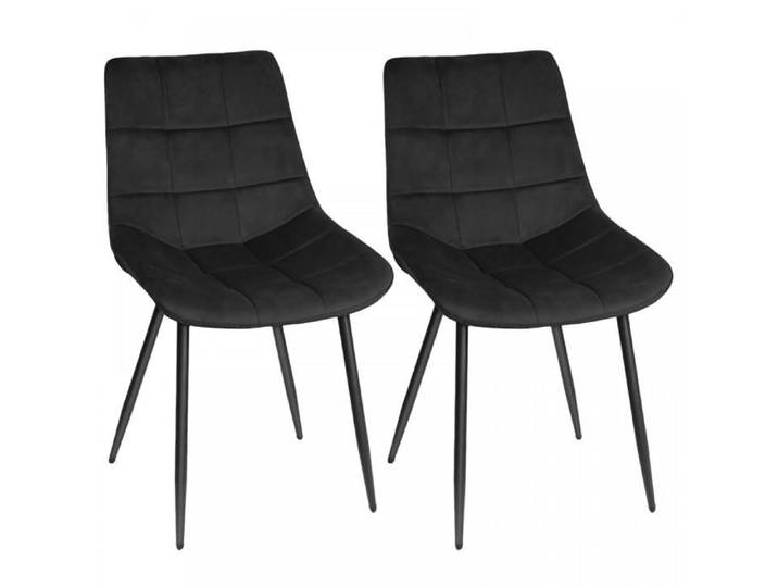 Lot de 2 Chaises de Salle à Manger - Siège Rembourré en Velour - Chaise de Cuisine - Pieds en métal Noir - Noir