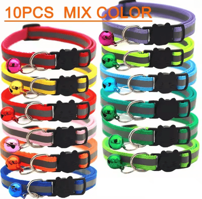 Inspire Picks Adjustable Cat Collars With Bell 10 Pack Colorful Pet Collar Set mixed Colours