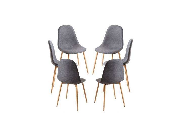 6er Set Teok Stoff Stühle - Gris dunkel