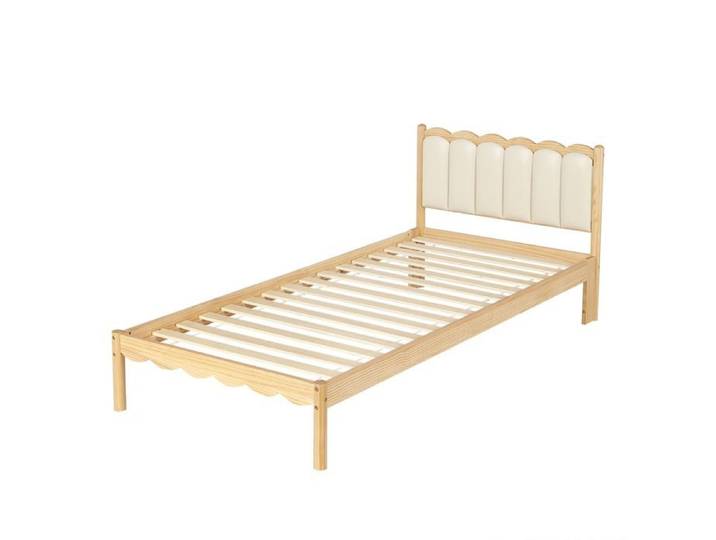 Lit enfant rembourré PU 90x200 cm Beige