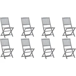 vidaXL 8x Akazienholz Massiv Gartenstuhl ohne Armlehnen Klappbar Klappstuhl Essstuhl Holzstuhl Stuhl Stühle Gartenstühle Holzstühle