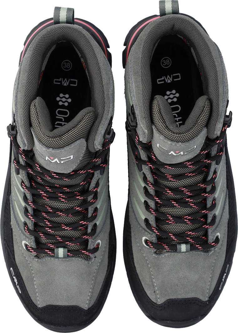 Wanderschuh CMP "RIGEL 2.0 MID WMN WP TREKKING SHOES", Damen, Gr. 40, Synthetik, avocado, coral, Leder, Schuhe Wanderschuh, wasserdicht avocado, coral 40, Synthetik