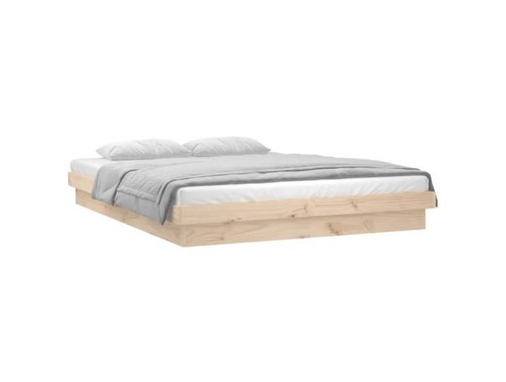 Cadre de lit - DILWE - 140x190 cm - Bois massif - LED - Télécommande