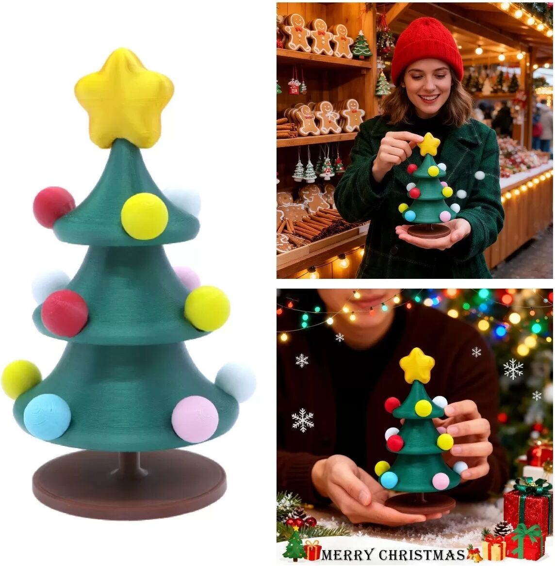INF Rotierende musikalische Weihnachtsbaum-Ornament - Festliche Tischdekoration L