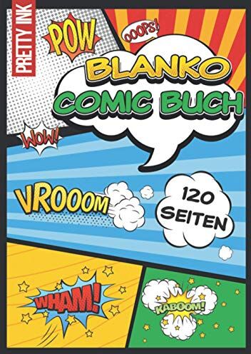 Verlag, Pretty Ink - Blanko Comic Buch: 120 leere Comic Seiten, A4, mit vielen verschiedenen Vorlagen zum Kreieren und Zeichnen deines eigenen Comics, für Kinder und Erwachsene - Preis vom 16.10.2026 11:41:07 h