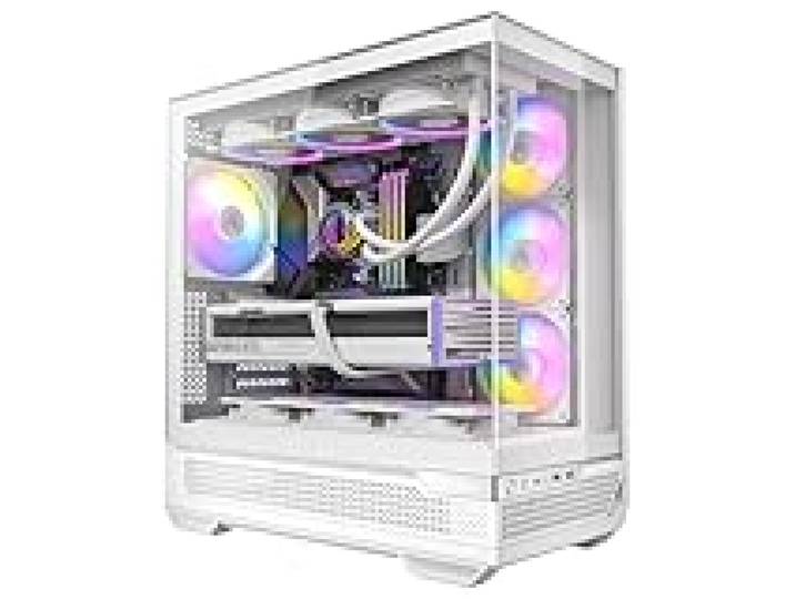Antec C7 ARGB Blanc, support GPU RTX 40, 4 ventilateurs ARGB PWM de 120 mm inclus, refroidissement vertical, Type-C 10 Gbit/s, panneaux avant et latéraux en verre trempé sans jointure, support de