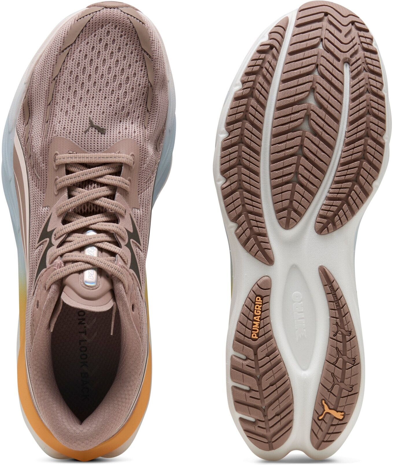 Laufschuh PUMA "VELOCITY NITRO 4 RC", Herren, Gr. 40, beige (sandstone, lucite), Schuhe Laufschuh, für Lauftraining, mit abriebfester Gummilaufsohle, mit Schnürung