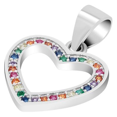Kettenanhänger ADELIA´S "Anhänger – Herz Herzanhänger aus 925 Silber", bunt (silber), Schmuckanhänger, Damen, Silber 925 (Sterlingsilber), Kettenanhänger, Geschenkidee: zeitlos und vielseitig