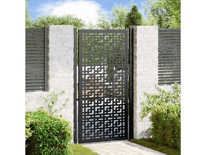 vidaXL Gartentor Schwarz 100x175 cm Stahl Kreuz-Design