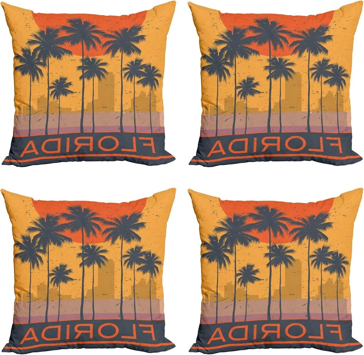 Sierkussenhoes Set Oranje Goudsbloem Dubbelzijdig Bedrukt - 60 x 60 cm