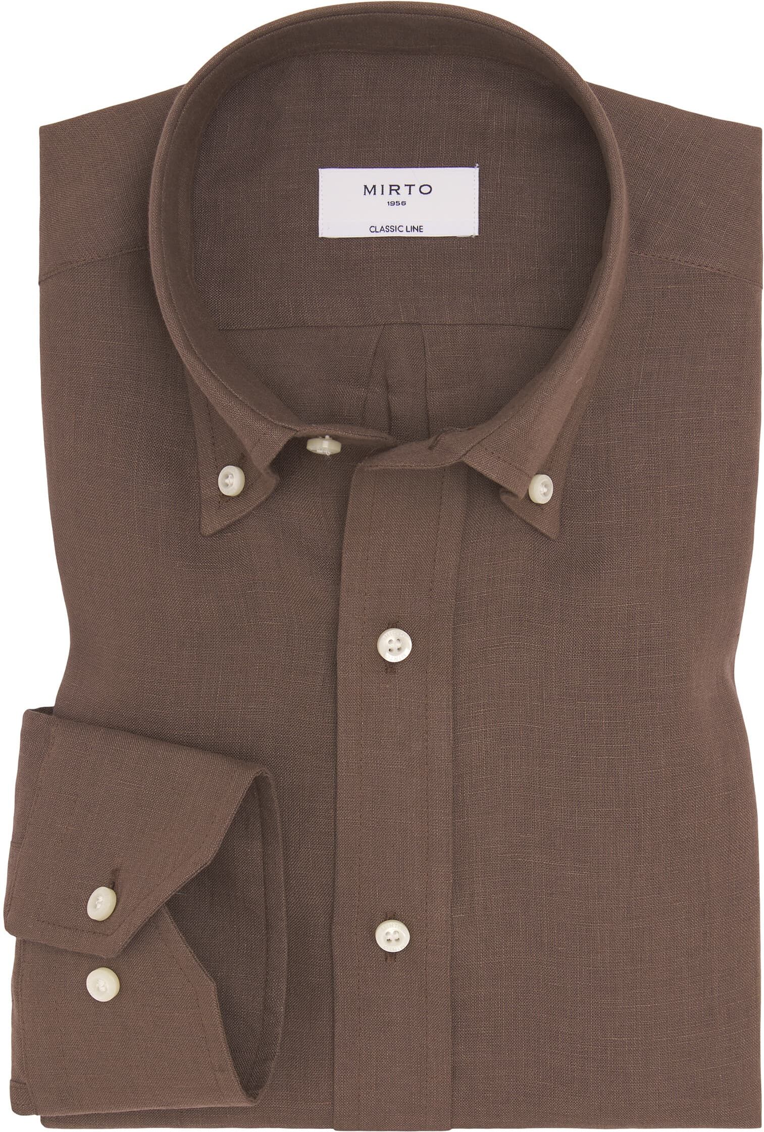 MIRTO Camisa casual marrón lino prelavado Big&Tall-3XL/;  7 Hombre