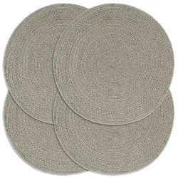 vidaXL Tischsets 4 Stk. Uni Grau 38 cm Rund Baumwolle