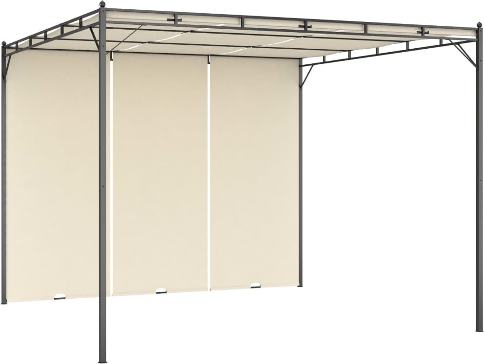 The Living Store Gartenpavillon mit Seitenvorhang 3x3x2,25 m Creme
