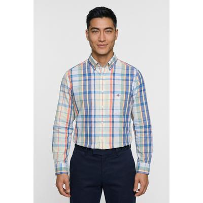 Langarmhemd GANT "REGULAR POPLIN MULTICHECK SHIRT", Herren, Gr. M, N-Gr, bunt (misty mint), Web, Obermaterial: 100% Baumwolle, kariert, regular fit normal, Rundhals, eingesetzt Manschette, Hemden, Regular fit mit buntem Karomuster