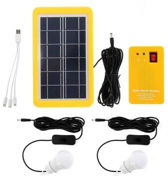 Perfect Picks Market Solar Panel Emergency Light Kit With USB Charger & LED Bulbs Solar Panel Emergency Light Kit With USB Charger & LED Bulbs