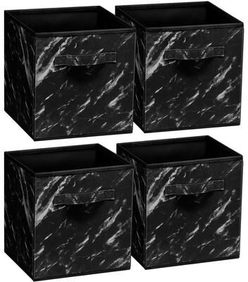 Sorbus Collapsible Storage Cube - Four Pack - Marble Black