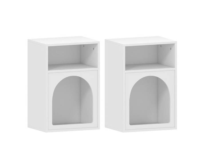 Lot de 2 chevets design tendance troglodyte 2 niches TARGA blanc