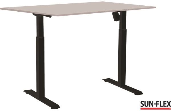 Sun-Flex I Hæve-Sænkebord, 120x80, Sort/grå