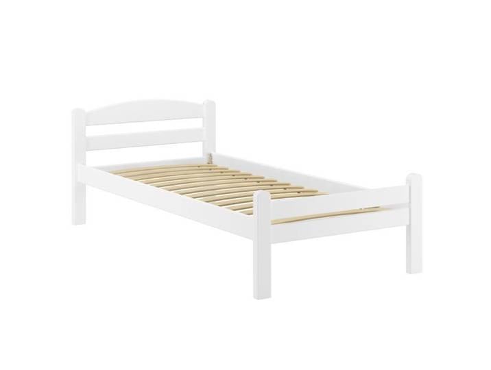 Lit simple hêtre massif blanc 80x200 design classique accessoires sélectionnables V-60.45-08Wsommier à lattes incl.