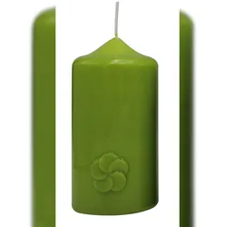 Kerze "Flower" Limonegrün gelackt 120 x Ø 60 mm, 1 Stück
