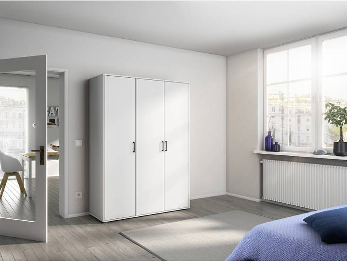 Drehtürenschrank Voyager 140cm Weiß/Alpinweiß Premium