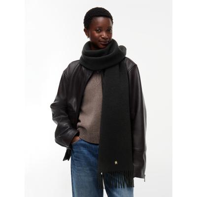 Schal TOMMY HILFIGER "TH ELEVATED CHIC WOVEN", Damen, schwarz, Web, Wolle, Modetücher Schal, aus reiner Wolle, mit Fransen