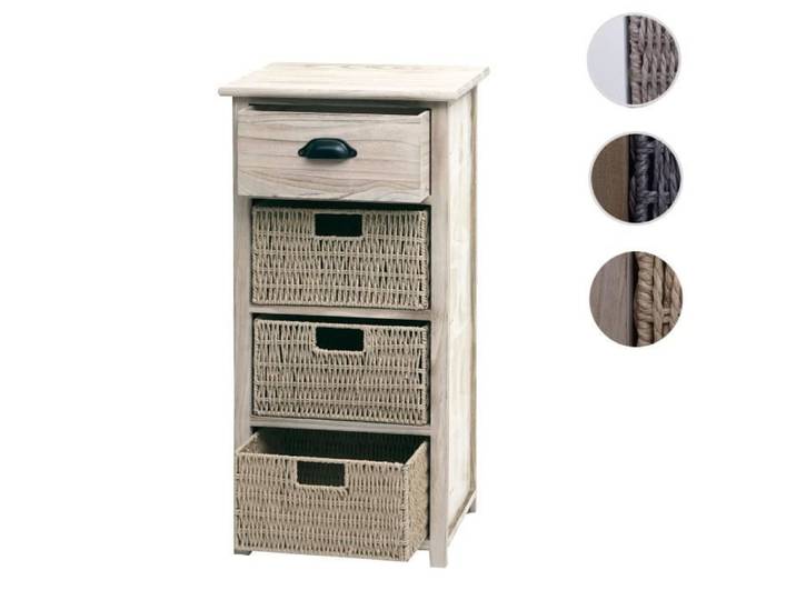 MCW Commode MCW-K84 bois 83x40x29cm naturel paniers marron clair