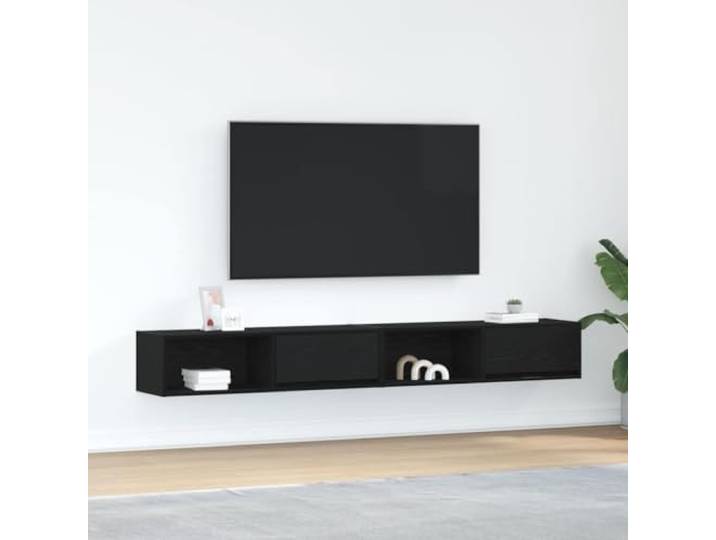 HEFZGDB TV-Schränke 2 STK. Schwarz Eichen-Optik 100x31x25,5 cm mit Stauraum und Wandmontage für Wohnzimmer