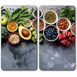 Kesper Multi-Glasschneideplatte, 2er Pack, Motiv: Healthy Kitchen