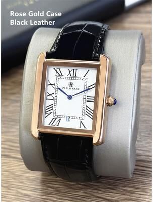 Fashion Sheath Retro Classic Mens Leather Watch Waterproof Business Casual Quartz Timepiece With Calendar & Gift Box black Gold