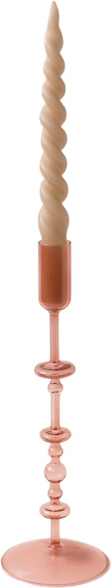 WinQ! Glaskandelaar Roze voor Dinerkaarsen, B/D/H: 10 x 10 x 29 cm