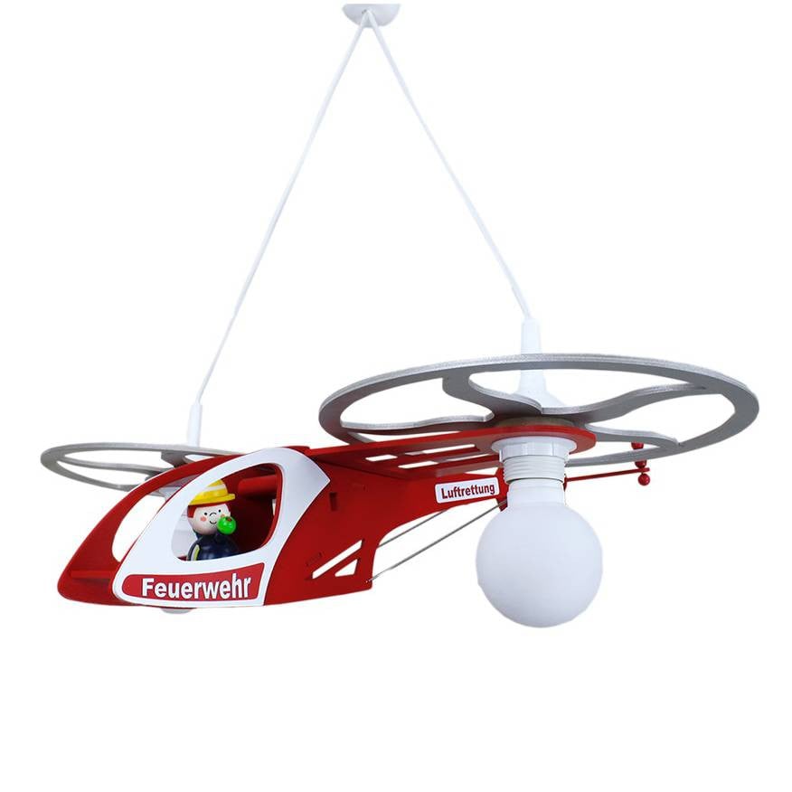 Elobra Hanglamp Brandweer Helikopter Rood Zilver B: 40 cm, D: 40 cm, H: 15 cm