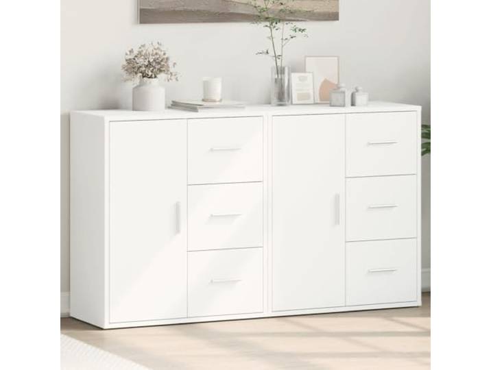 HEFZGDB Sideboard mit großer Ablagefläche und praktischer Aufbewahrung für den Wohnraum – Sideboard für Bücher und Zeitschriften aus modernem Holzwerkstoff in Weiß, 2 Stück