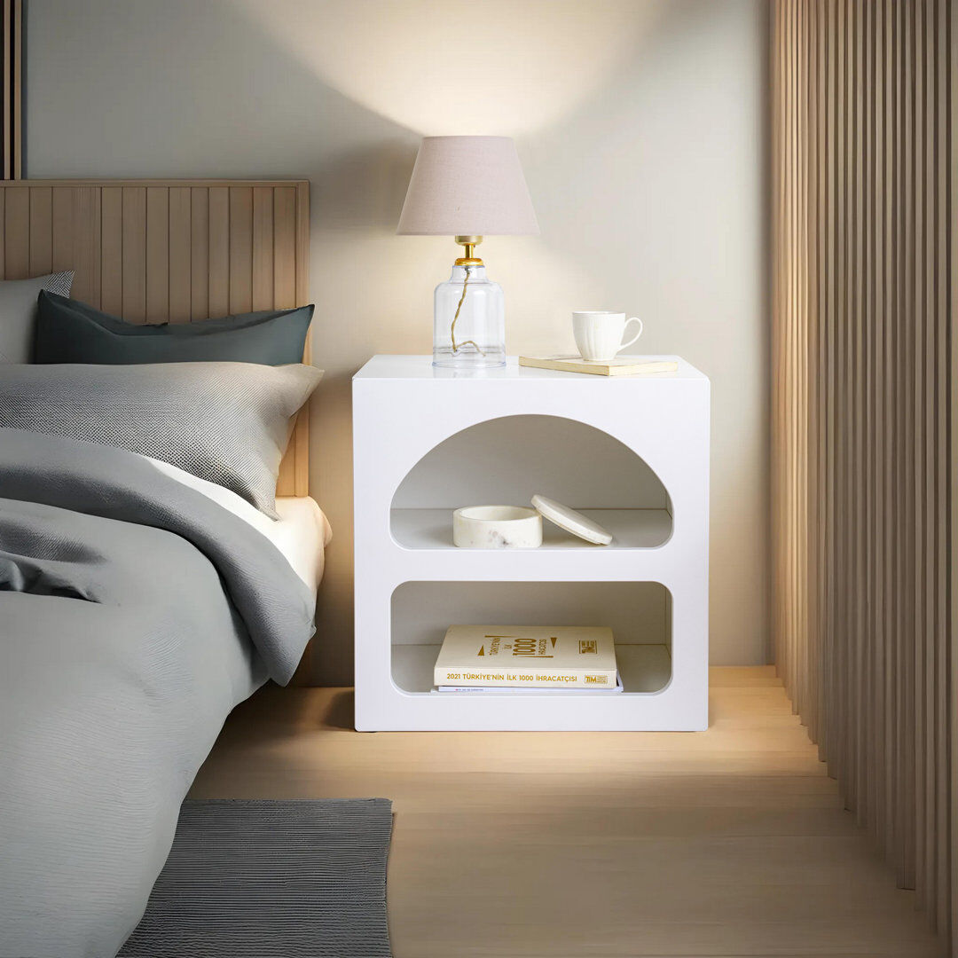 17 Stories Teiah Nightstand White 50cm H X 50cm W X 40cm D
