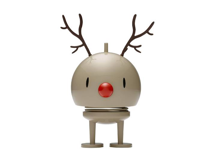 Weihnachtsfigur HOPTIMIST Bumble Rentier Gr. M , beige, B:8,4cm H:14cm T:10,2cm, Metall, Dekofiguren, Weihnachtsfigur