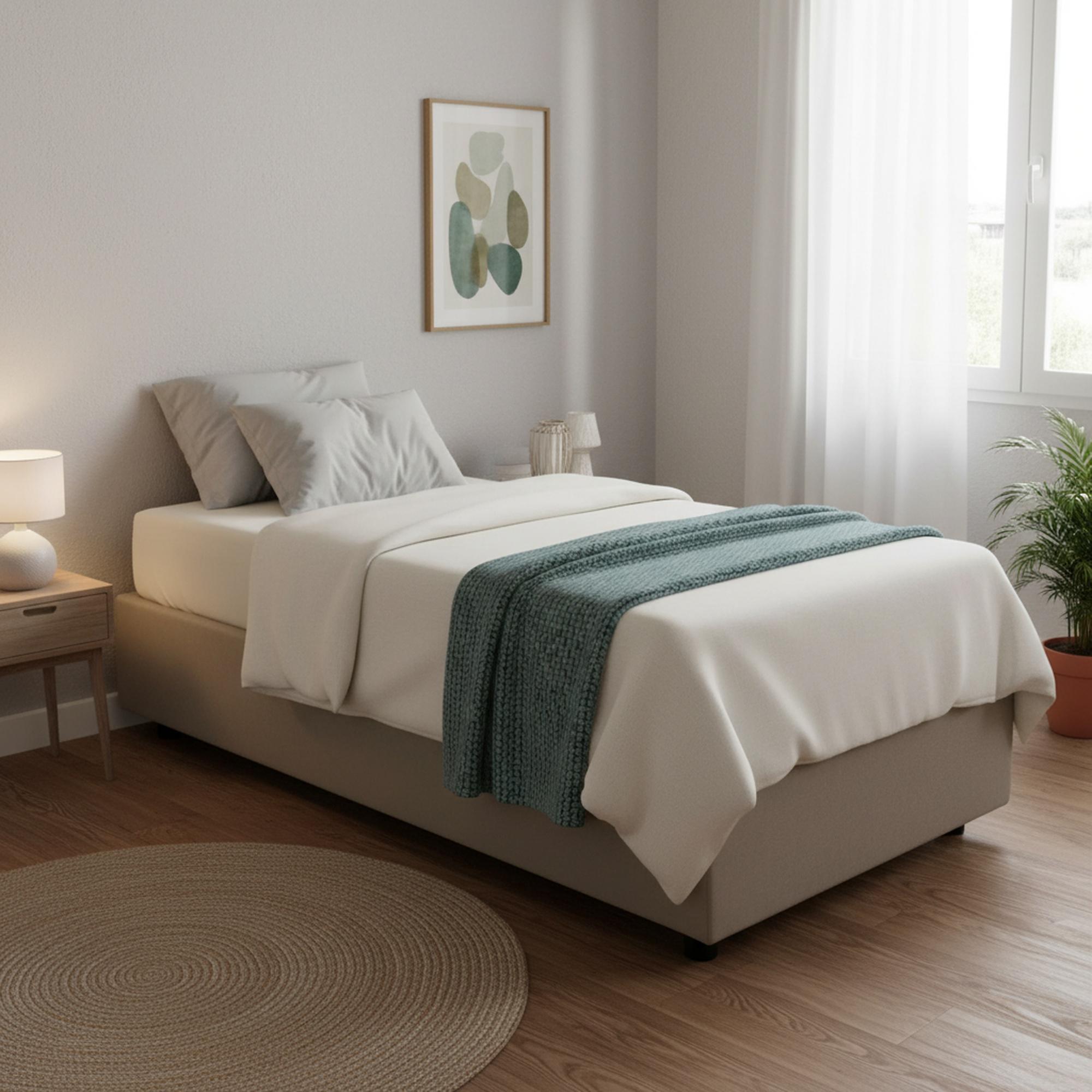 Einzelbett Eleonora, Containerbett mit Kunstlederbezug, 100% Italy, Frontöffnung, inklusive Matratze 80x190 cm, Turteltaube