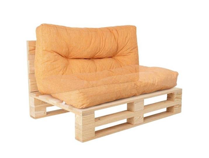 Coussin Palette Extérieur 120x60 cm Anti-UV Déperlant Tissu Résistant Salon Jardin Balcon Terrasse Assise ou Dossier Orange