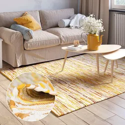 Teppich "Ameer", gelb (gelb mix), B:160cm H:10mm L:230cm, Baumwolle, Polyester, MYFLAIR MÖBEL & ACCESSOIRES, Teppiche, Teppich, Handweb Teppich, 90% Baumwolle, handgewebt, Scandi